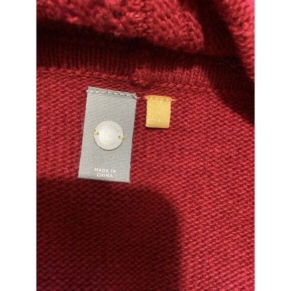 Knitted & Knotted Red Eyelet Collared Open Knit Sweater Wool Blend L - Picture 5 of 6